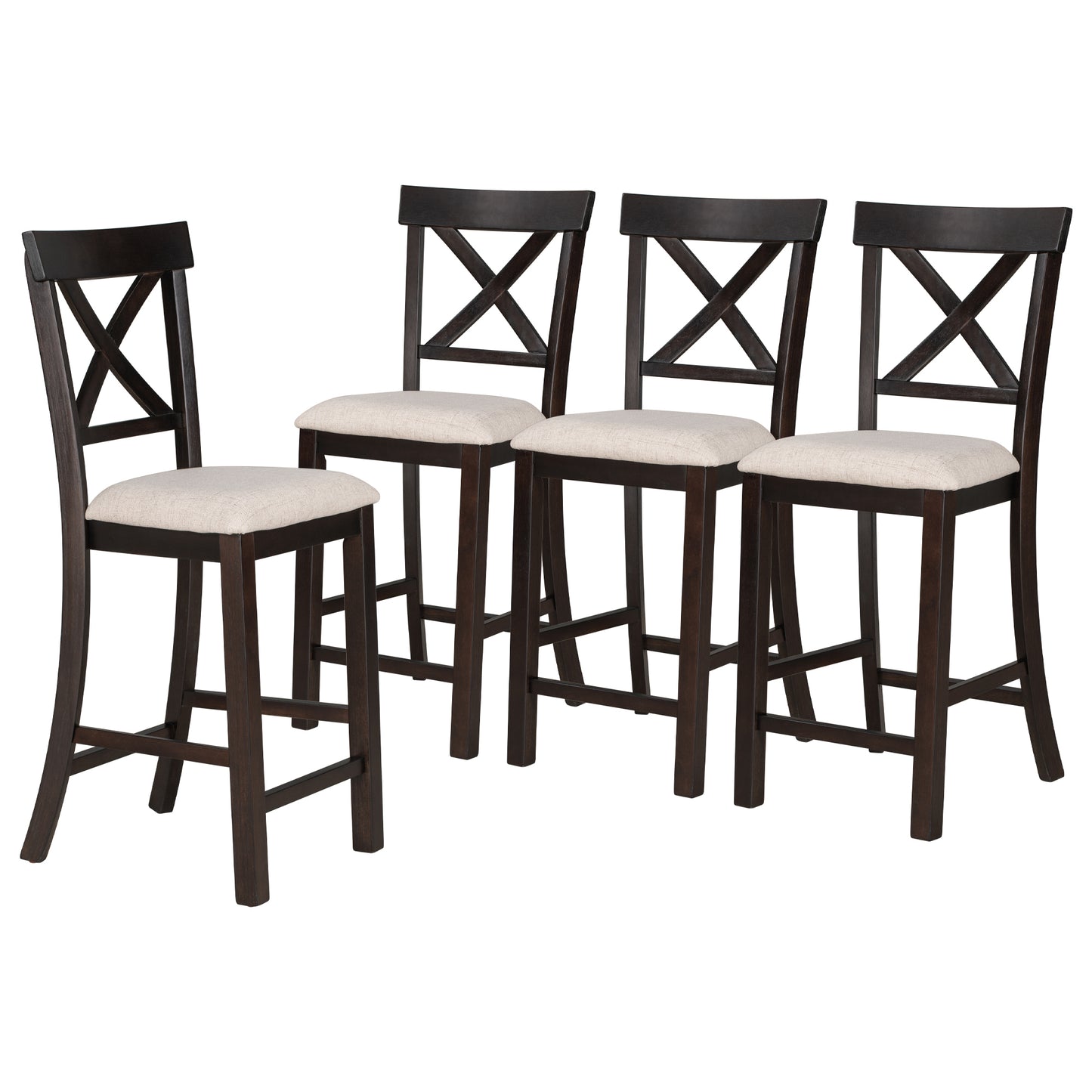 TREXM 6-Piece Counter Height Dining Table Set Table with Shelf 4 Chairs and Bench for Dining Room (Espresso)