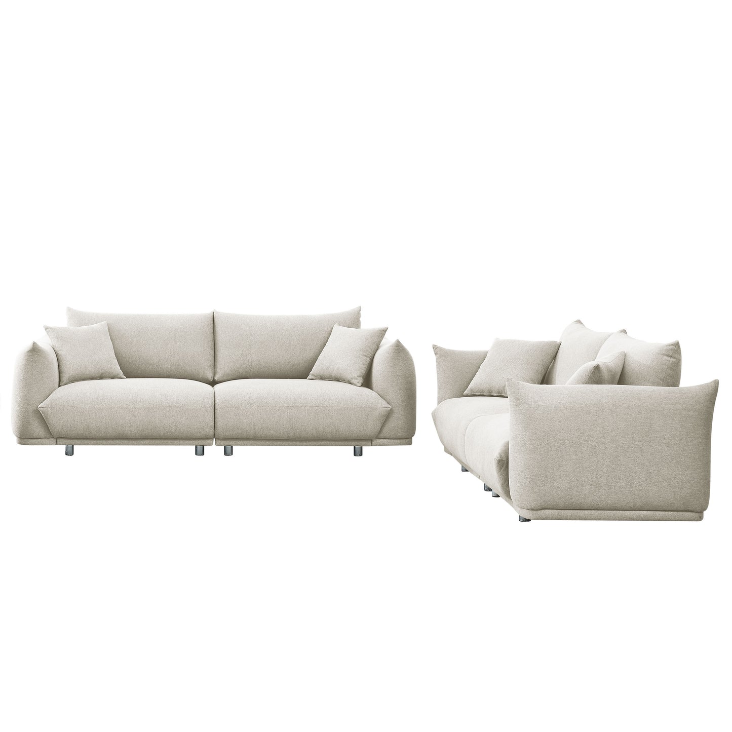 Modern 5-Seater Sofa Set with Solid Wood Frame and Metal Legs