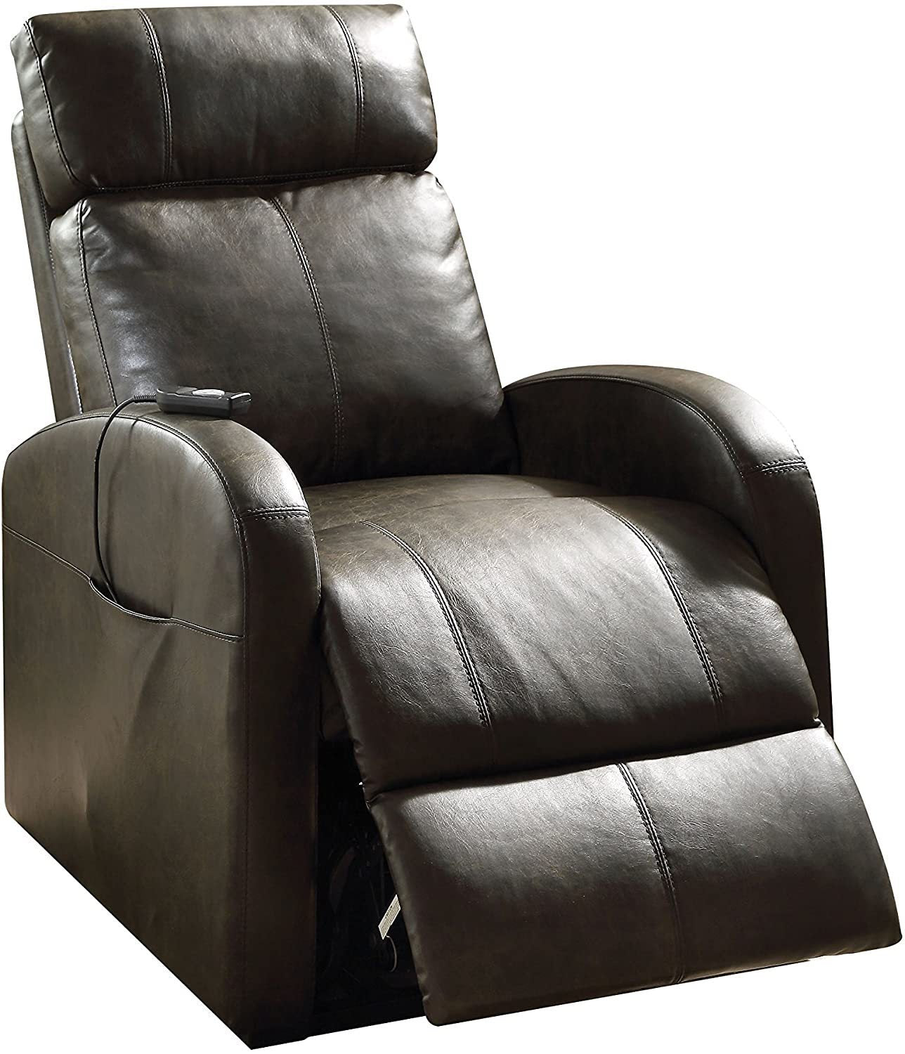 Ricardo Power Lift Recliner in Dark Gray PU Leather with Convenient Wired Controller