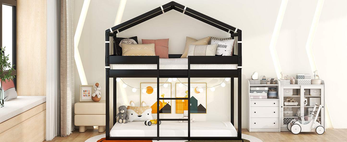 Espresso Wood Bunk Bed with Fun Tent House Design