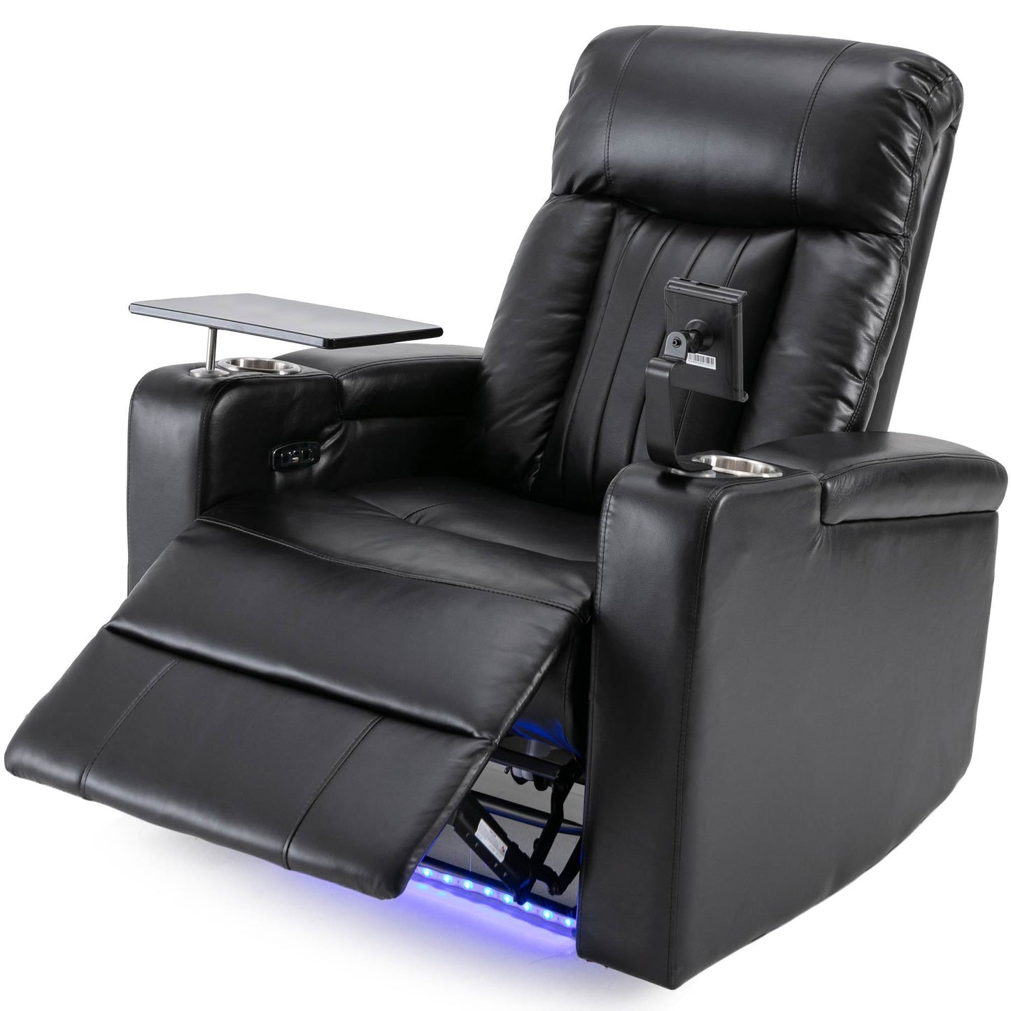 Ultimate Comfort Power Recliner with Storage Arms and Swivel Tray Table, Black