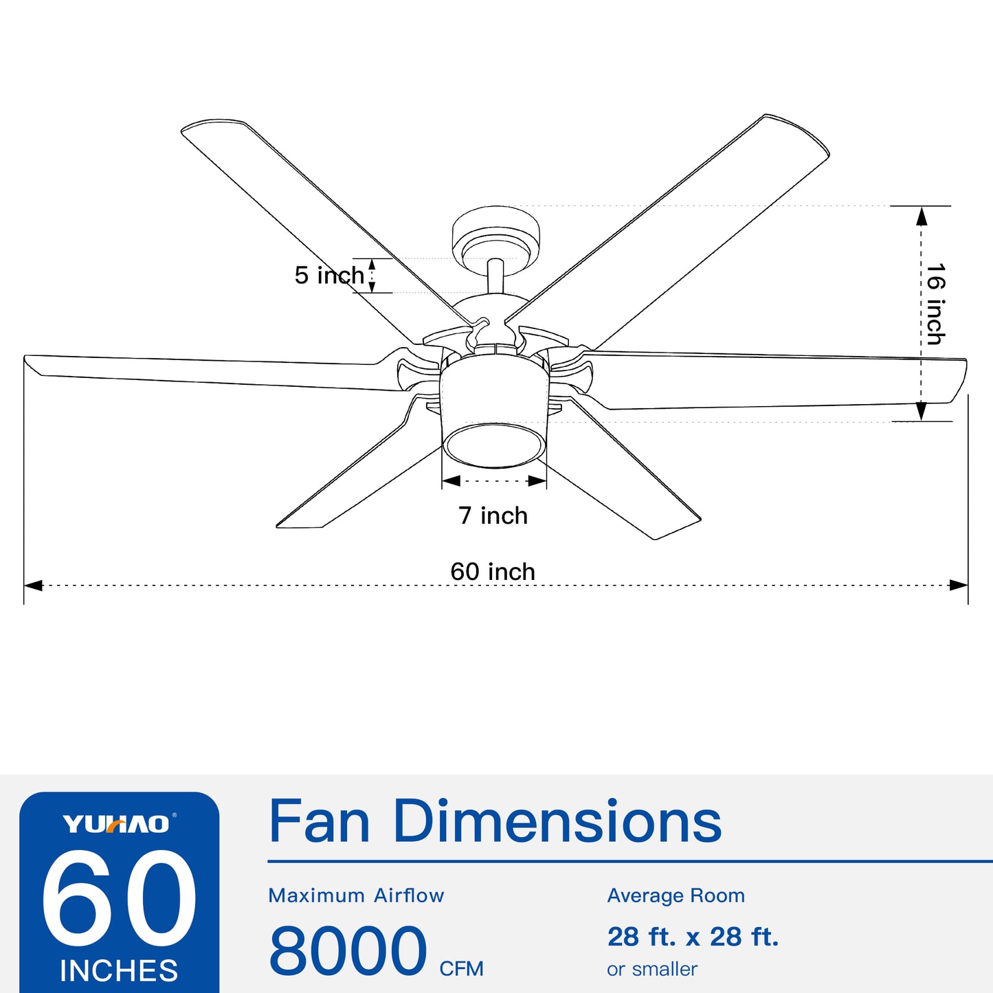 Sleek 60 Smart Ceiling Fan with LED Light and Remote Control