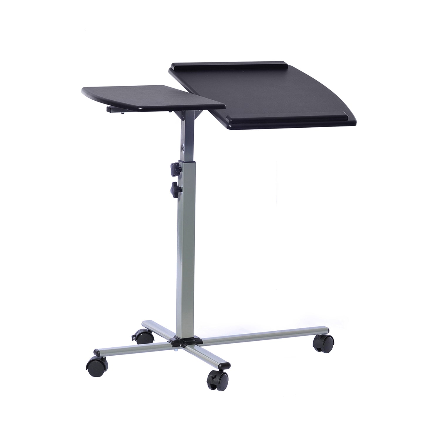 Adjustable Rolling Laptop Workstation with Graphite Finish