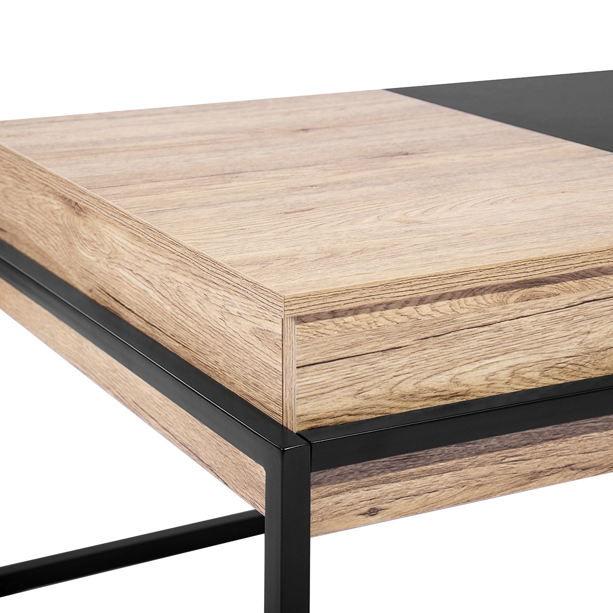 Adjustable Lift Top Coffee Table with Hidden Compartments, Metal and Wood Storage Table