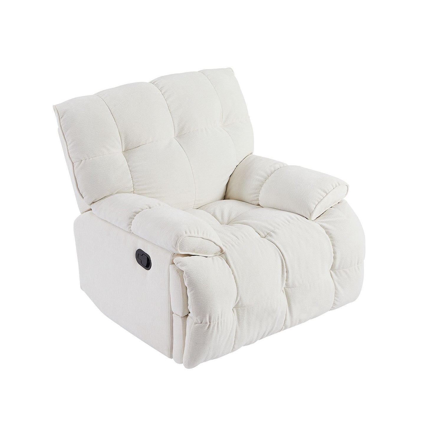 Cream 360 Degree Swivel Fabric Reclining Chair with Overstuffed Backrest