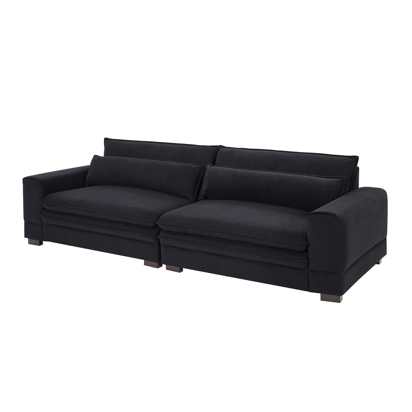104.72 inch Black Fabric Mid-Century Modern Sofa for Living Room and Office