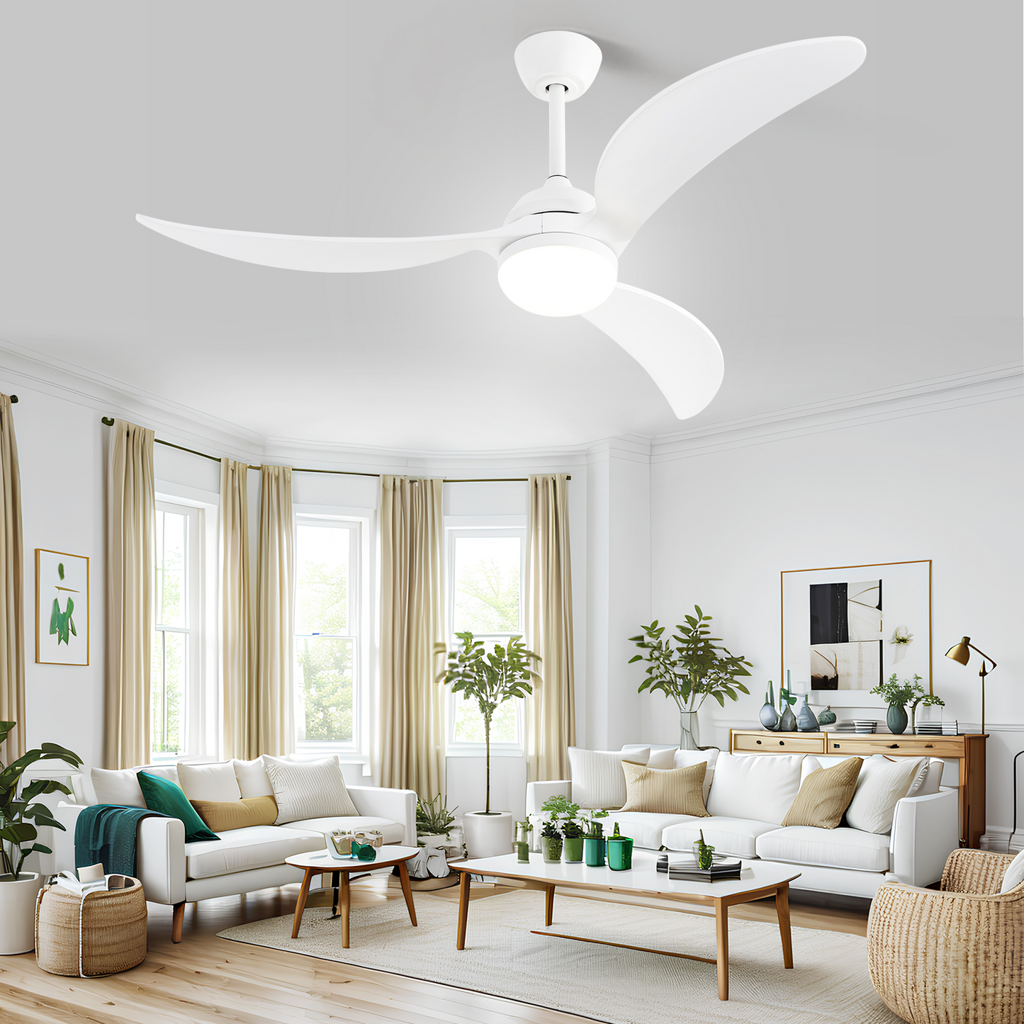 52-inch Smart Ceiling Fan with Energy-Efficient DC Motor and Memory LED Light