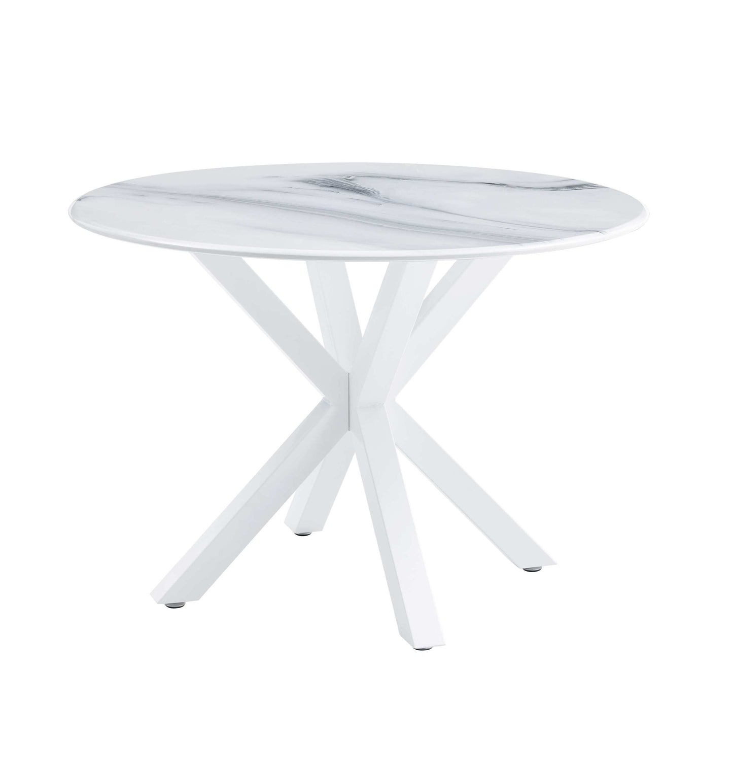 Modern White Round Dining Set with Cross-leg Table