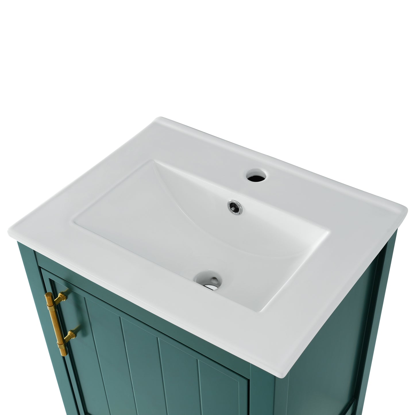 20" Bathroom Vanity with Sink, Bathroom Cabinet with Soft Closing Door, Storage Rack and Open Shelf, Green