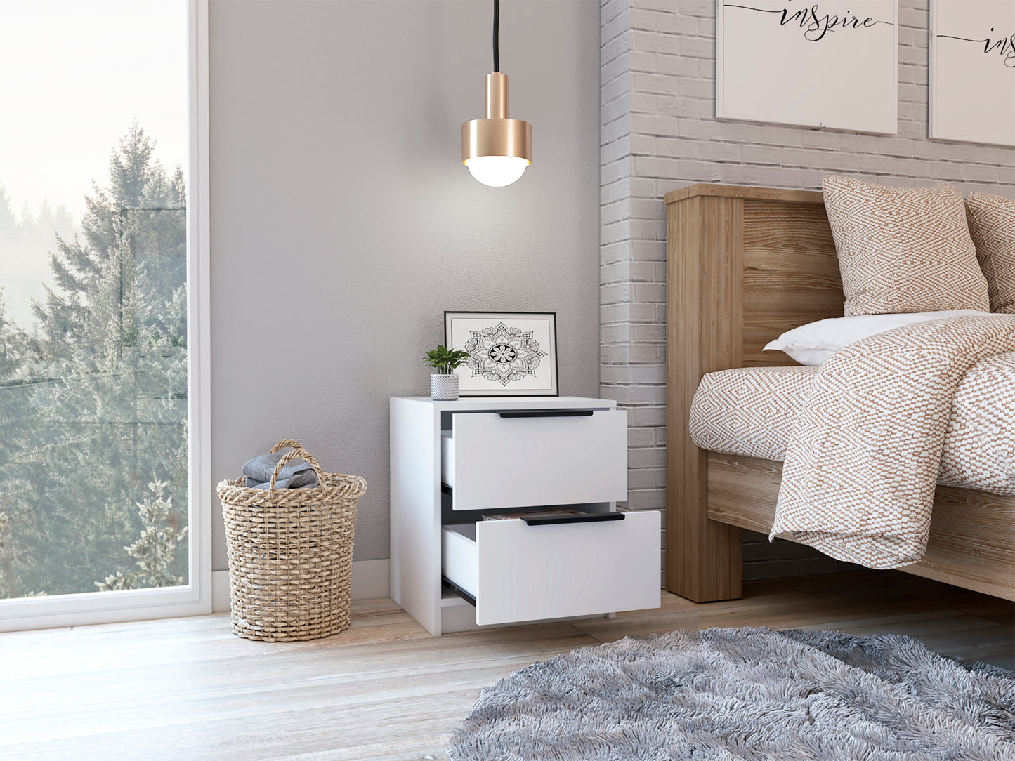 Cannon 2-Drawer Nightstand White