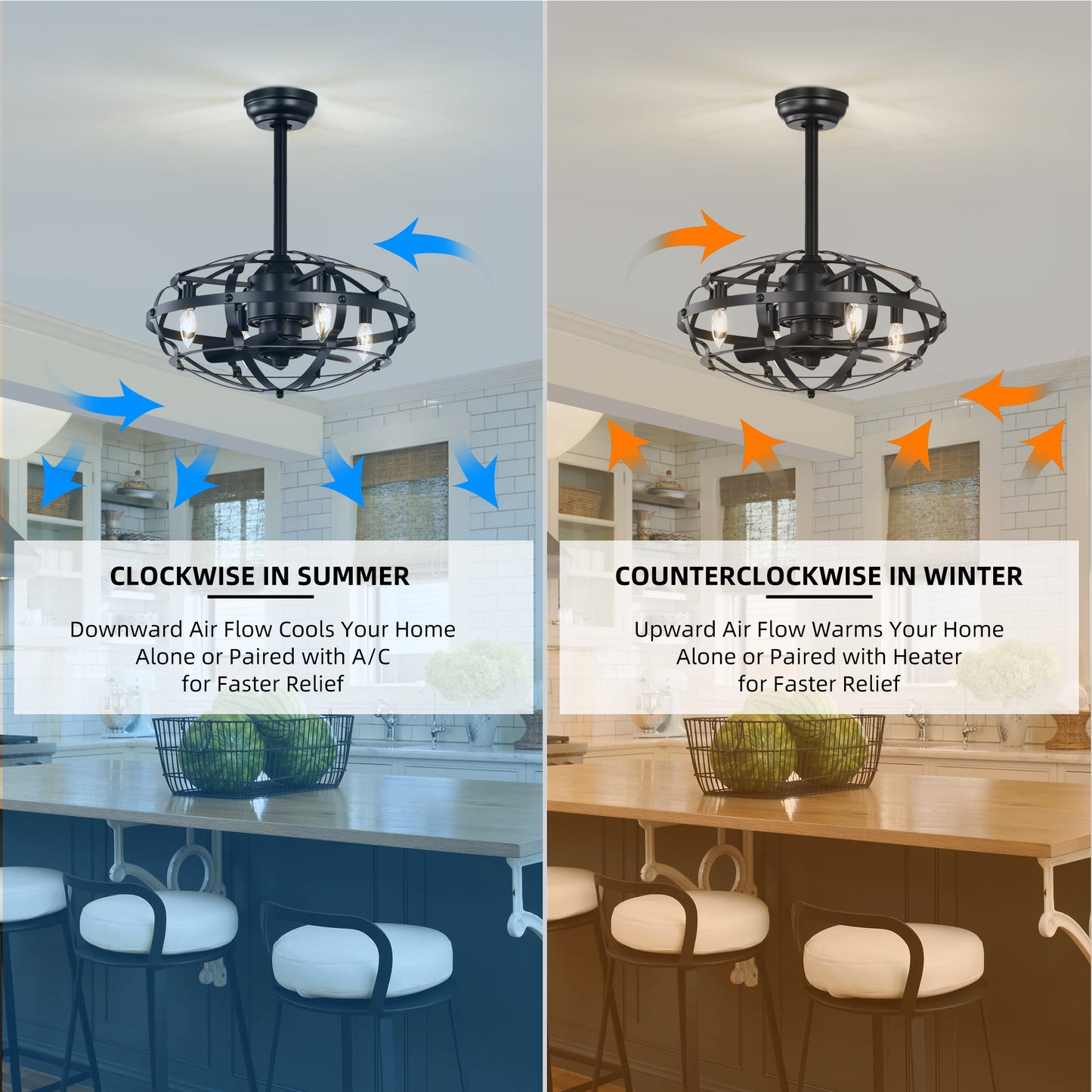 Bladeless Industrial Ceiling Fan with Reversible Motor and Remote Control