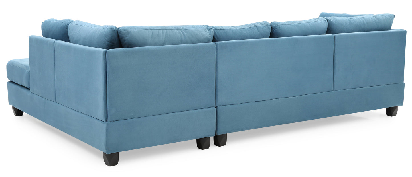 Malone G638B-SC Sectional in Aqua Blue Microfiber