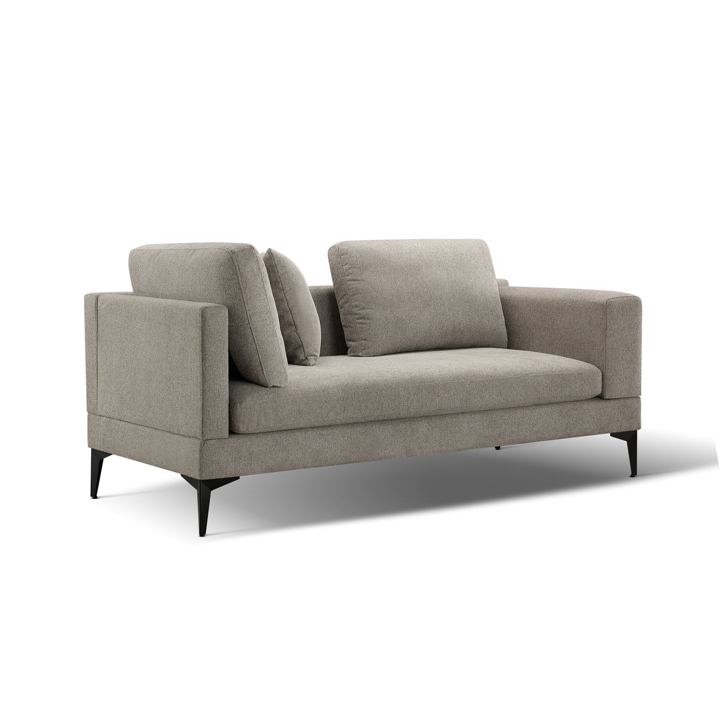 Luxury Modern 2 Seater Couch for Living Room, Fabric Couch With Removable Sofa Cushions and  Reverible Armes , Stable Metal Legs , 2 Pillows and 1 Back Cushion, Texture Sand