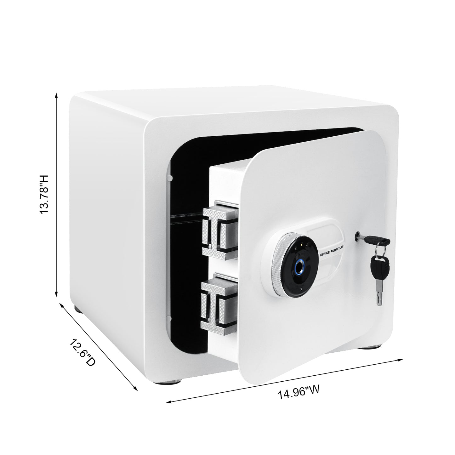 Secure White Safe Box with 1.5 Cubic Feet Capacity and 3 Opening Methods