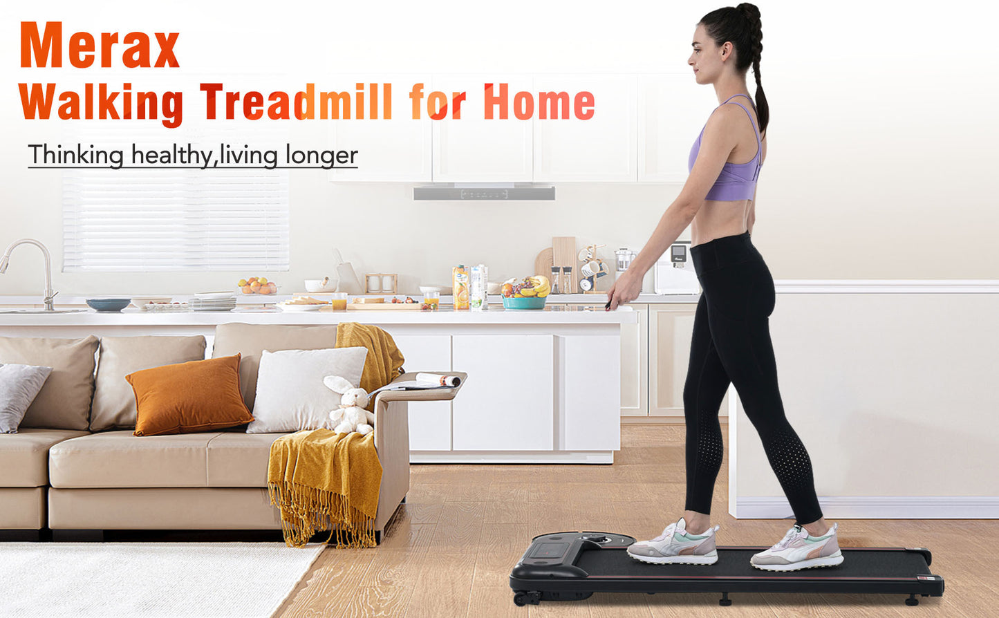 NEW Walking Pad Under Desk Treadmill for Home Office -2.5HP Walking Treadmill With Incline Bluetooth Speaker 0.5-4MPH 265LBS Capacity Treadmill for Walking Running - Wristband Remote