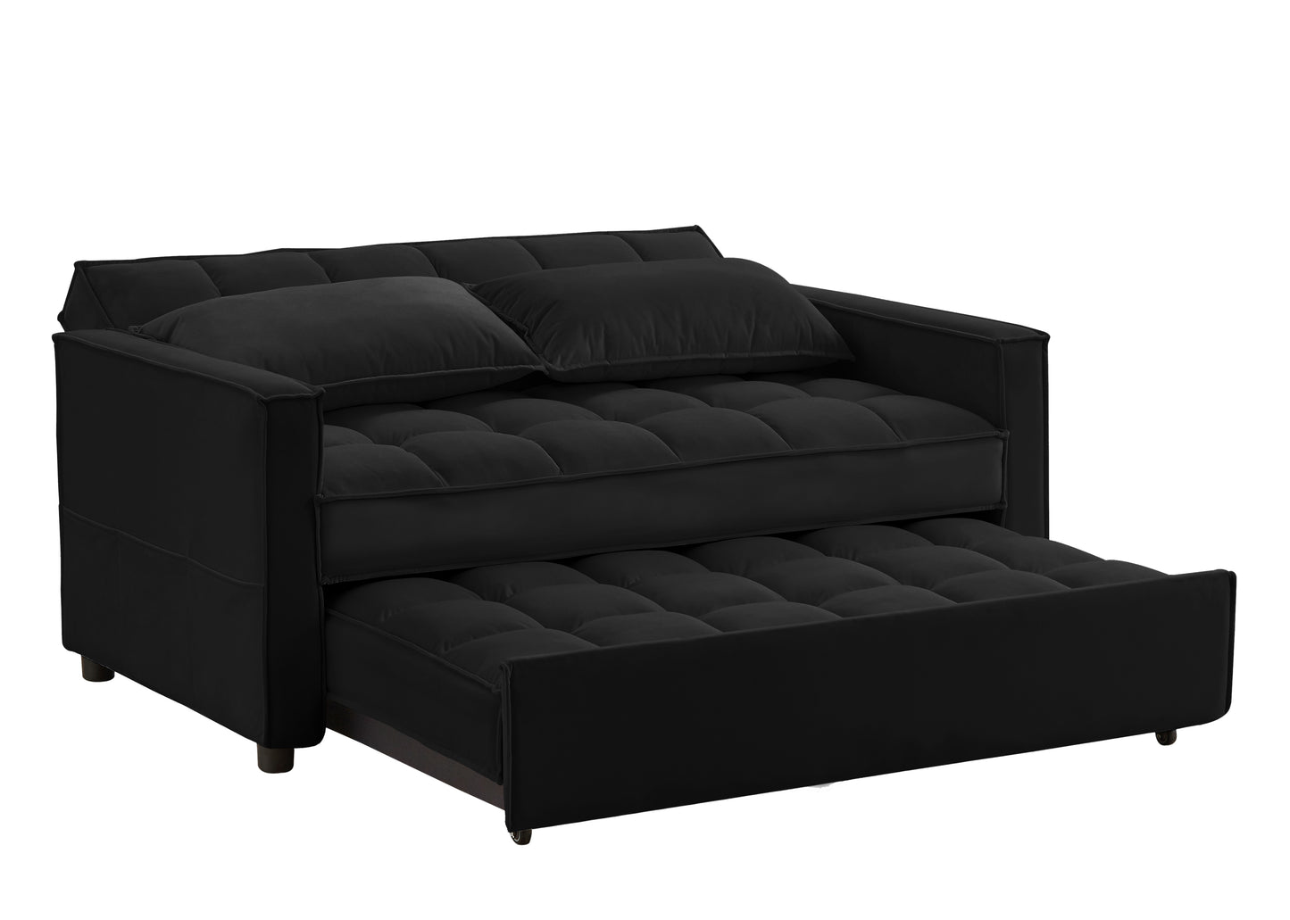 Black Velvet Two-Person Sleeper Sofa