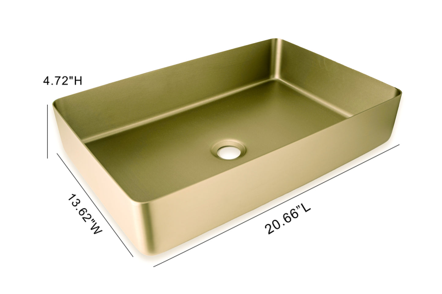 20.66''x13.62'' Stainless Steel Rectangular Vessel Bathroom Sink