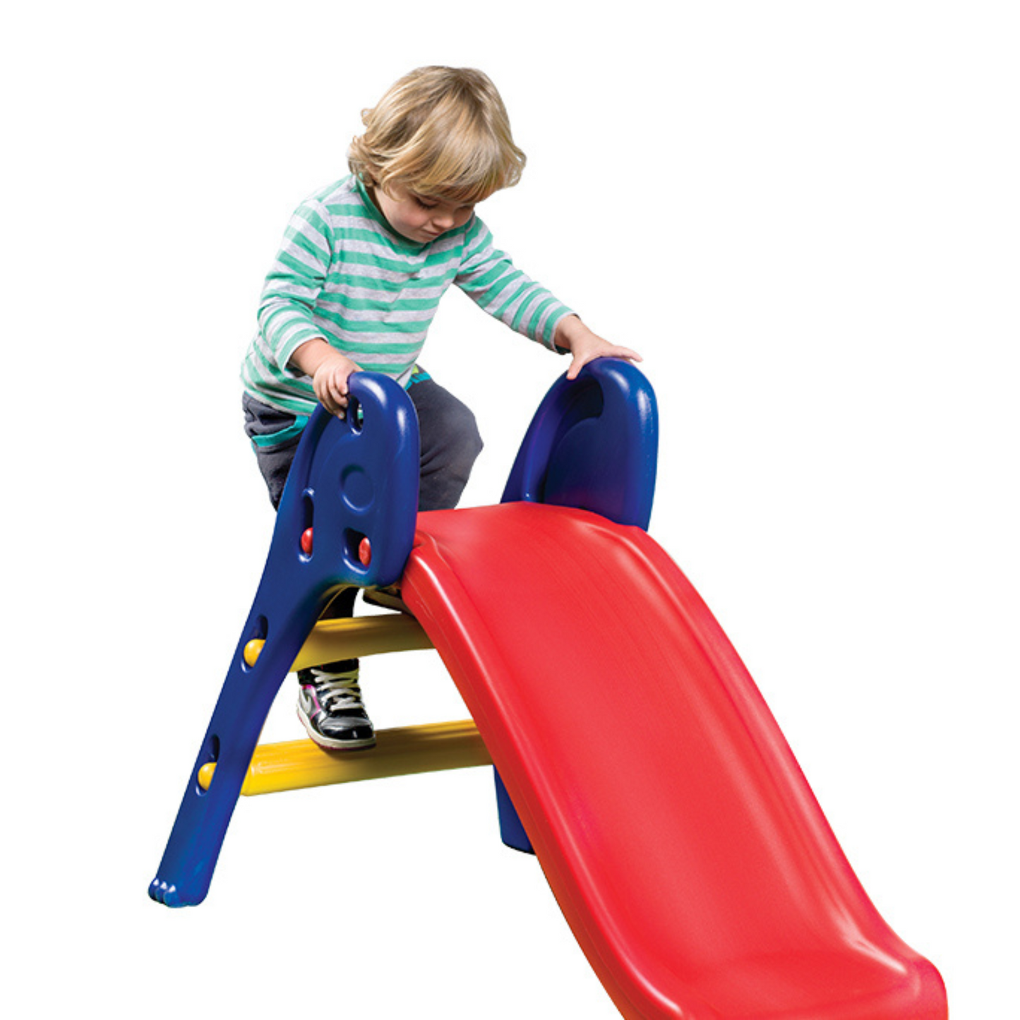 CE Approved Foldable Kids Plastic Slide - Blue Red Yellow