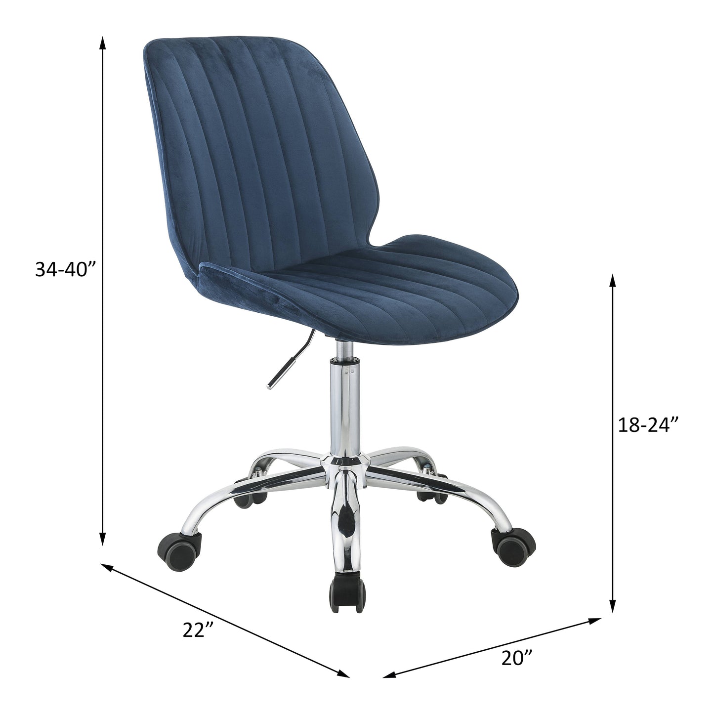 Muata Office Chair, Twilight Blue Velvet & Chrome 92932