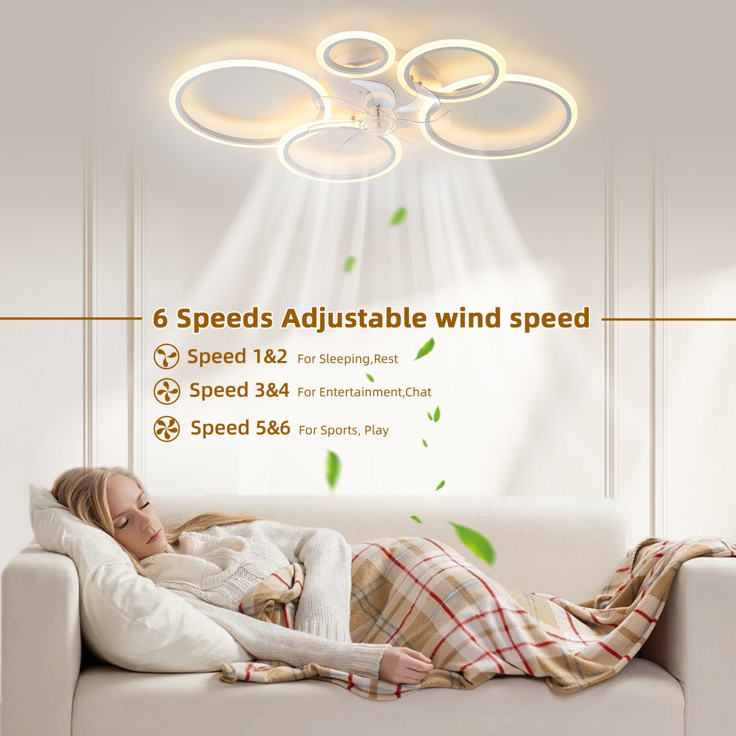 White Ceiling Fan with Dimmable LED Lighting, Reversible Motor, and Remote Control - 39
