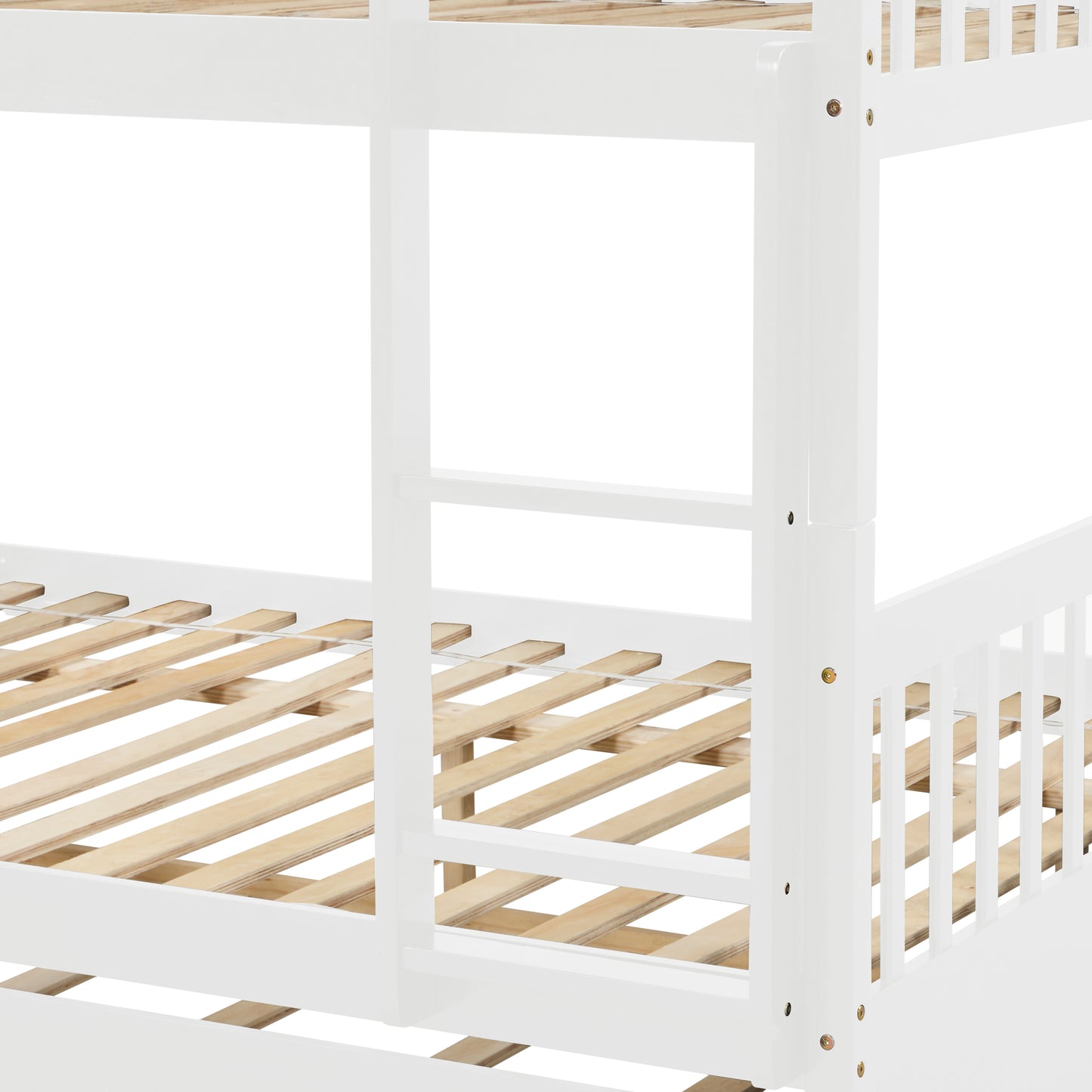 Multifunctional White Full Over Full Bunk Bed with Trundle and Modern Design