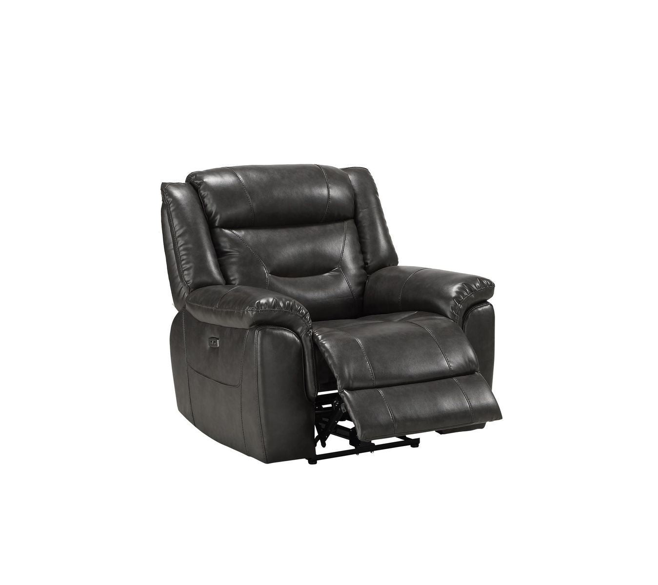 Gray Leather-Aire Imogen Recliner with Power Motion and USB Charging