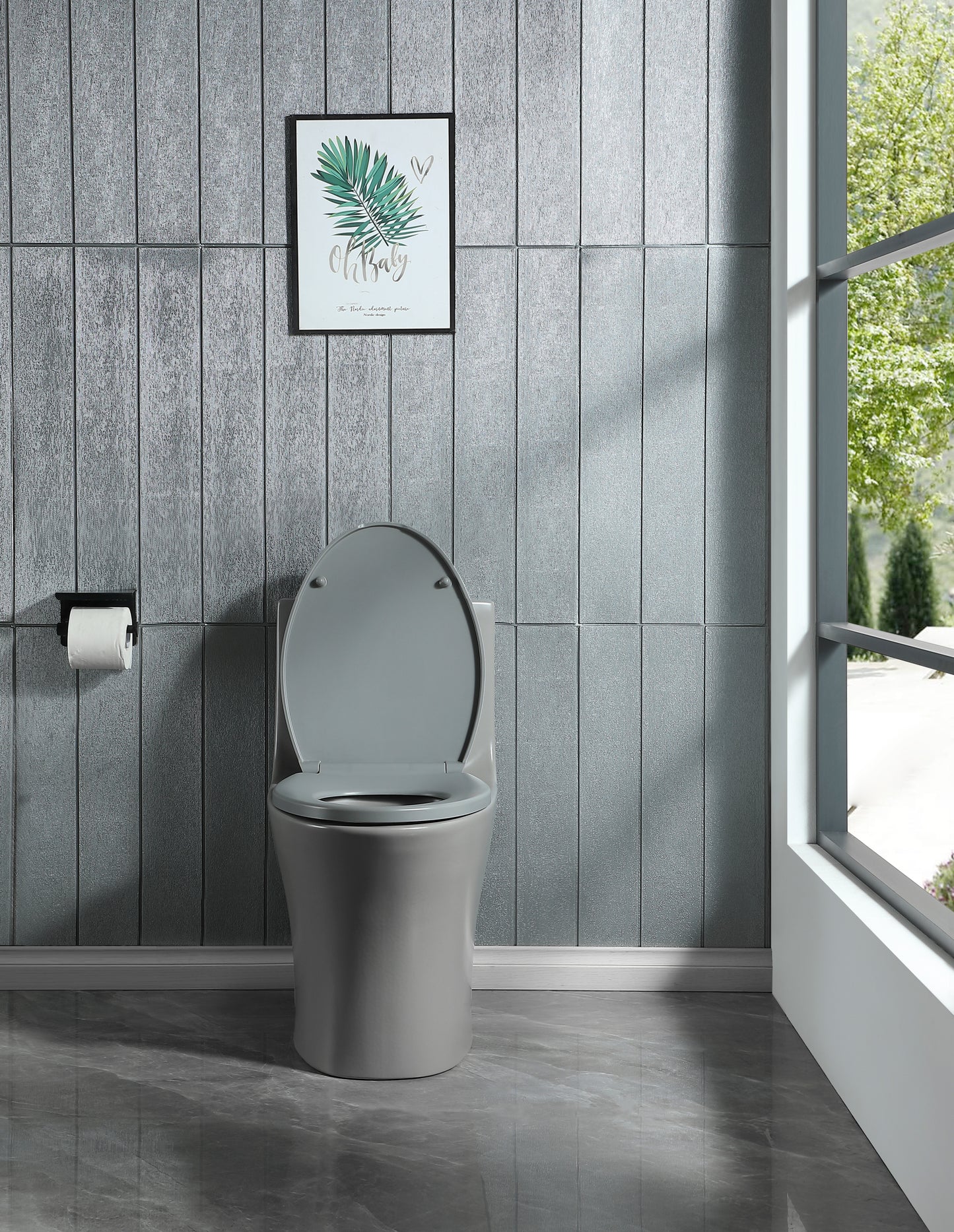 15 1/8 Inch 1.1/1.6 GPF Dual Flush 1-Piece Elongated Toilet with Soft-Close Seat - Light Grey 23T02-LG