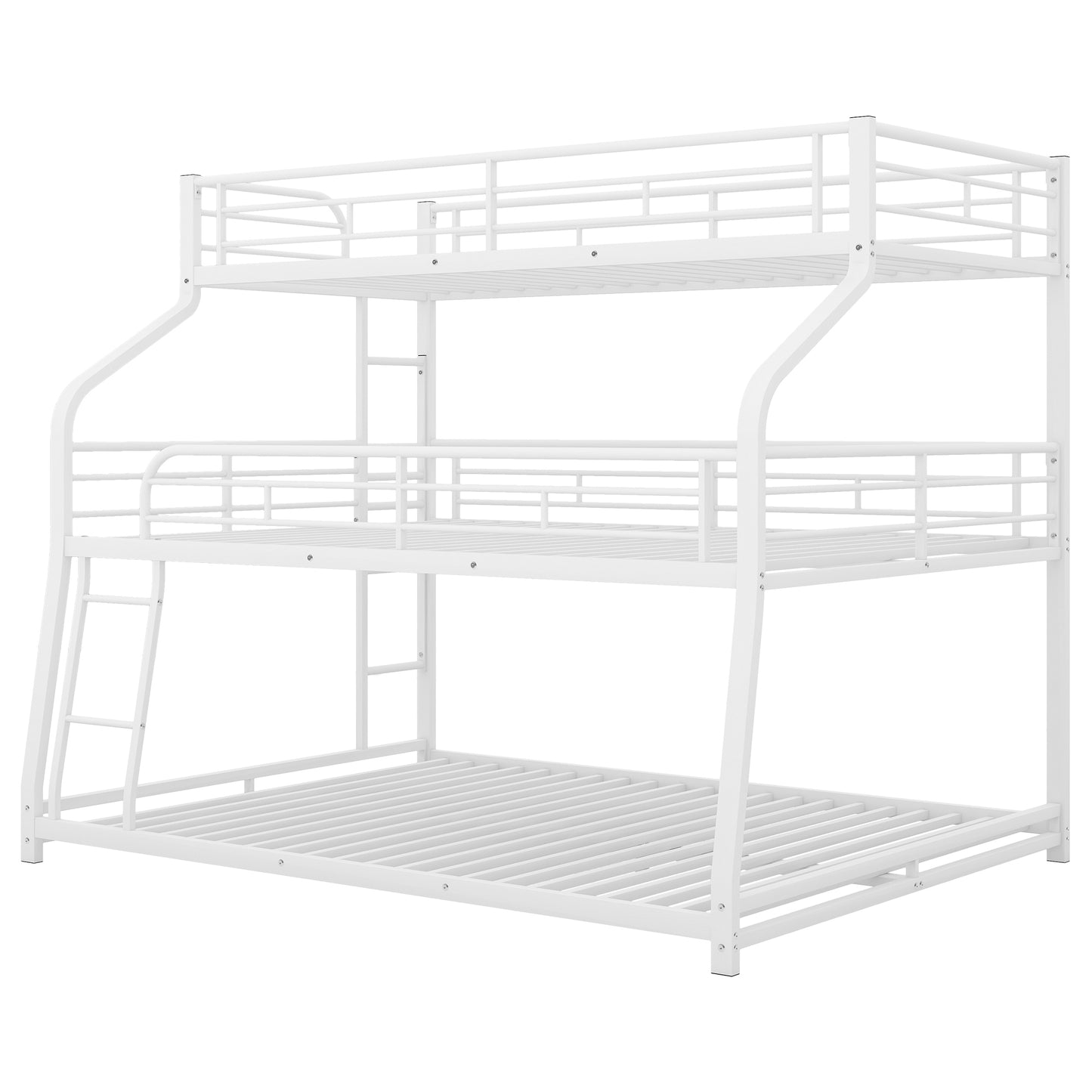 White Triple Bunk Bed with Twin XL/Full XL/Queen Sizes for Family-Friendly Spaces