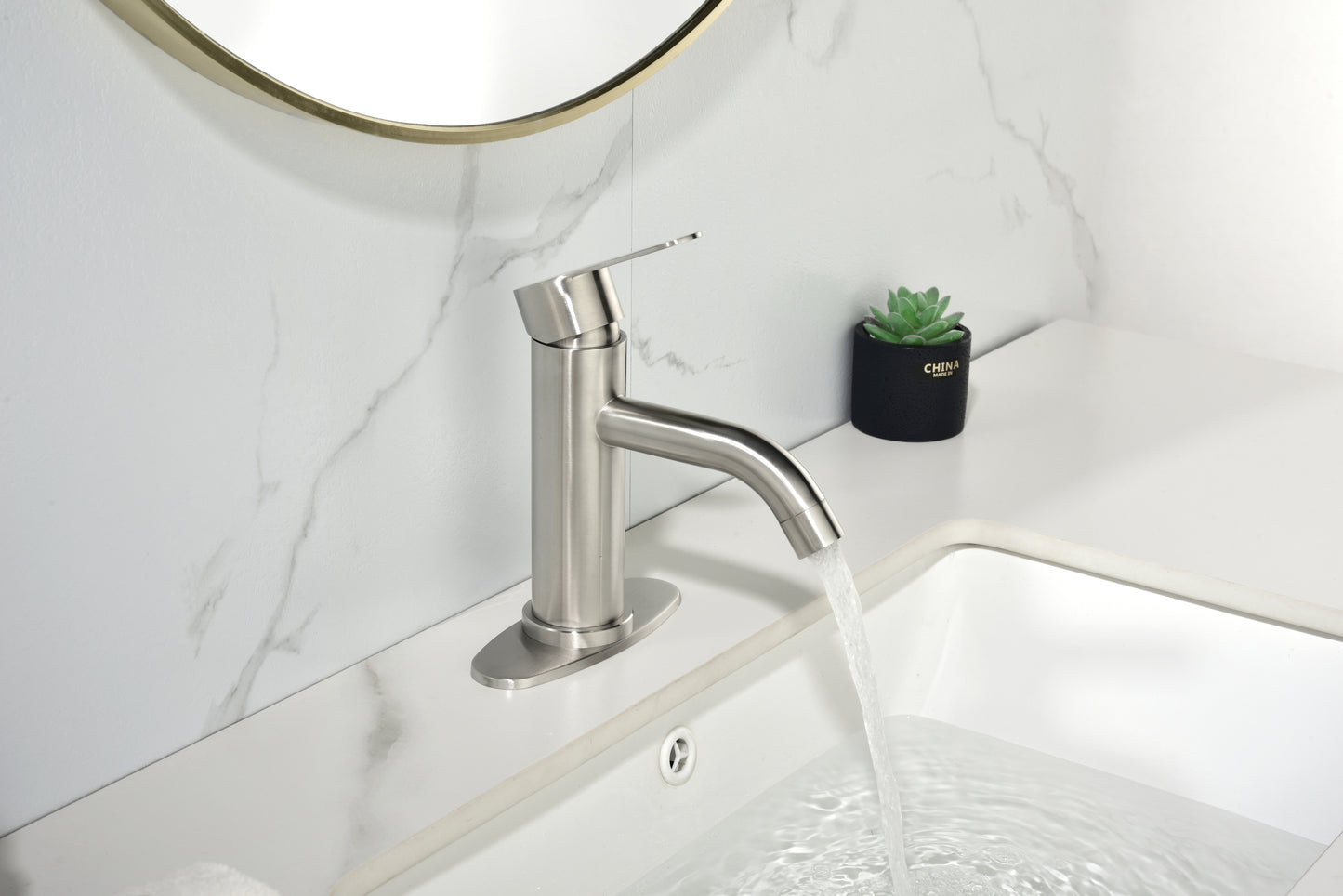 Modern Brushed Black Bathroom Faucet with Single Handle and Waterfall Spout