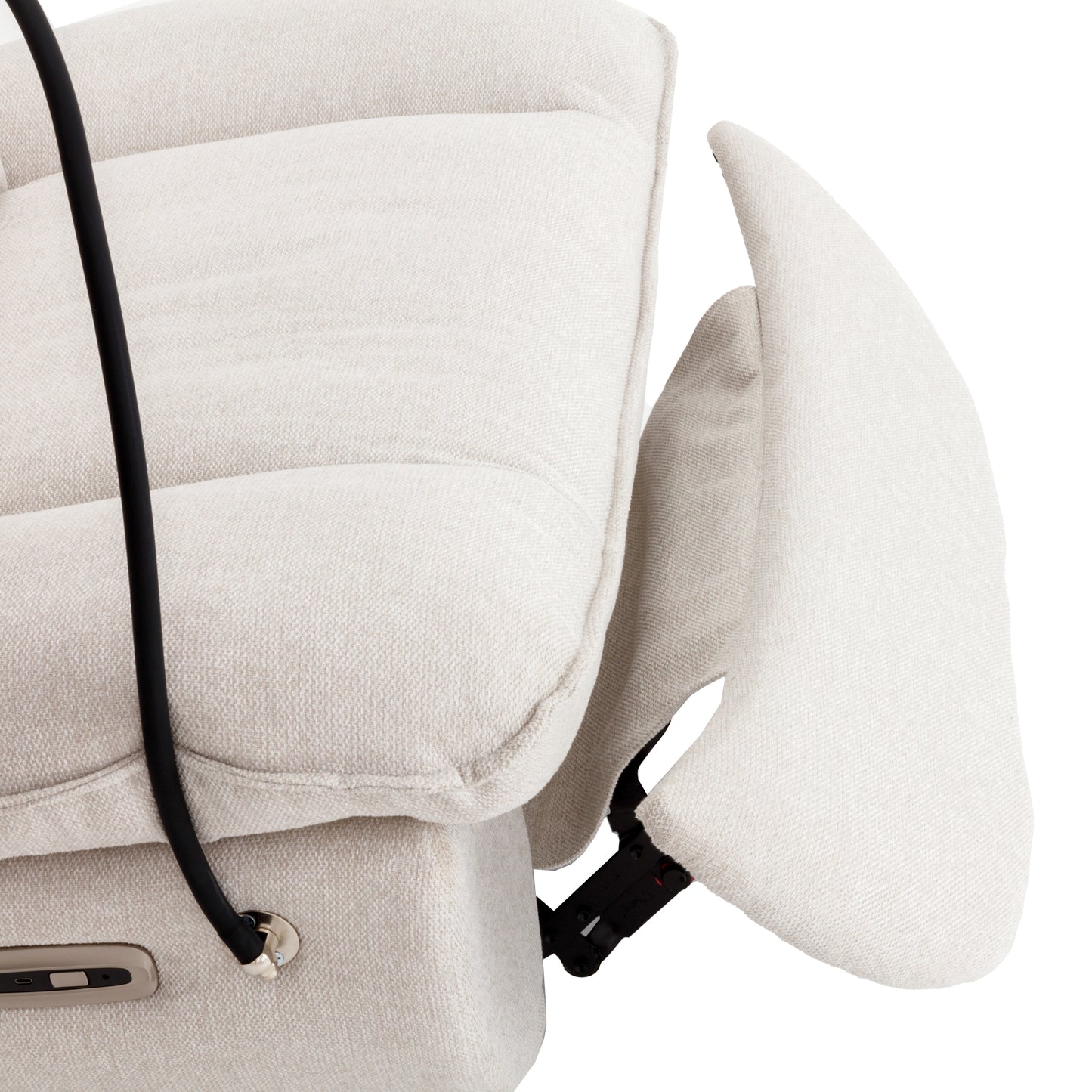 Smart Beige Power Recliner with Swivel, Voice Control, Bluetooth, USB Ports, Atmosphere Lamp, and Mobile Phone Holder