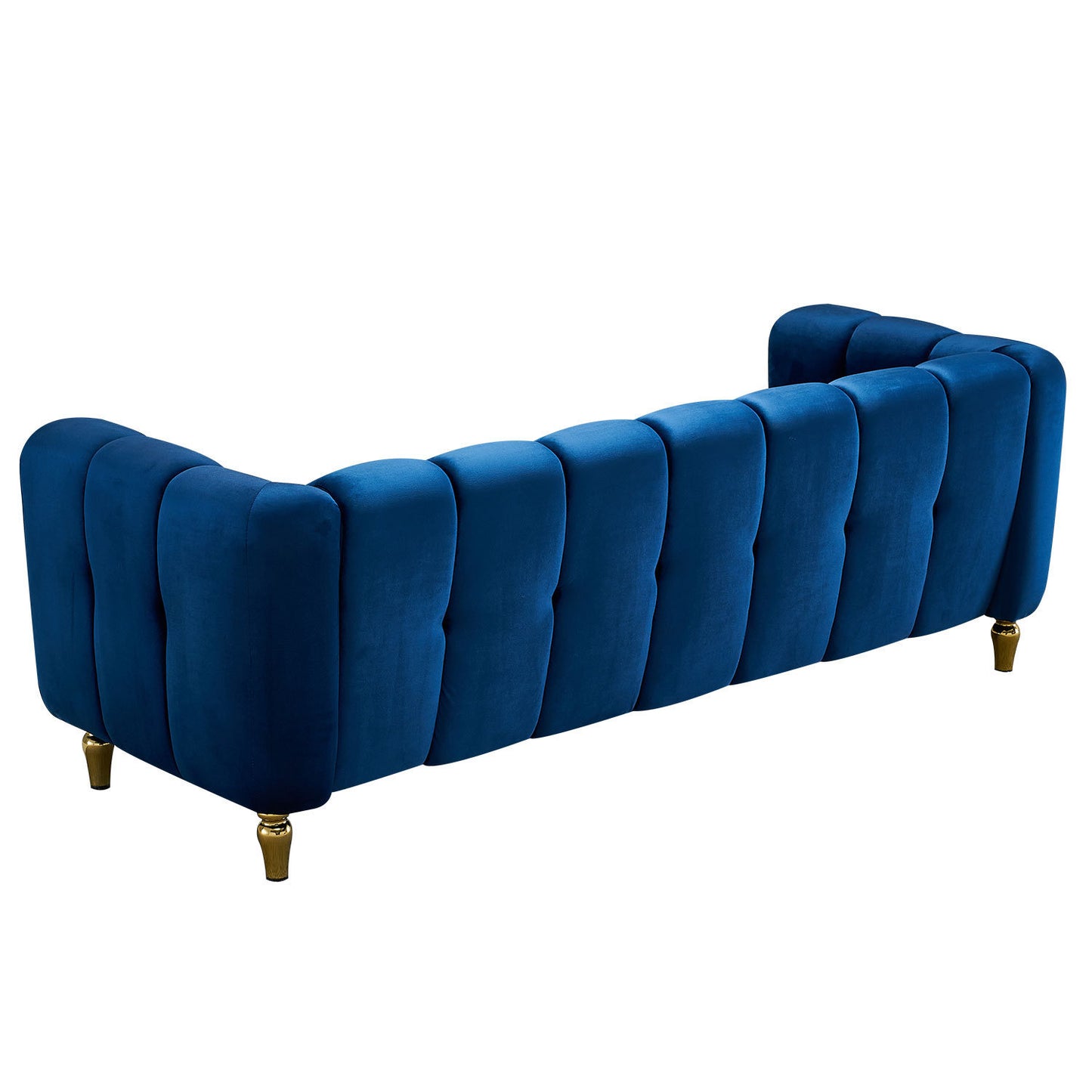 Modern Velvet Sofa 83.07 inch for Living Room Blue Color