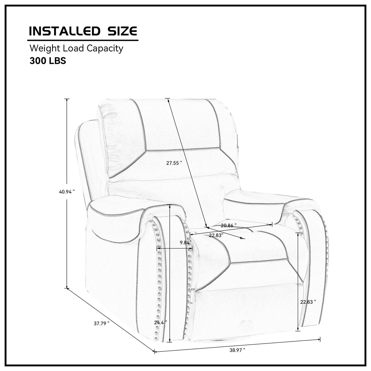 Faux Leather Reclining Sofa Couch Single Chair for Living Room Brown