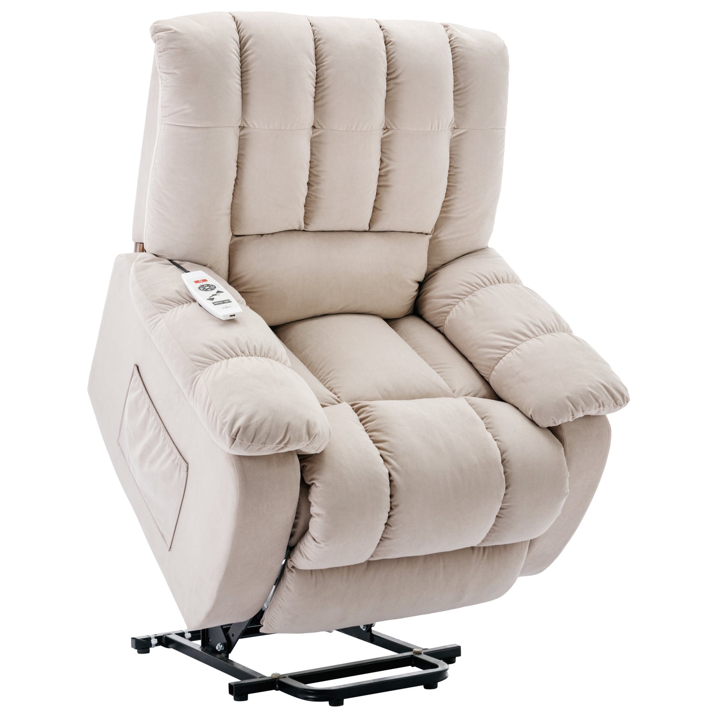 Electric Power Lift Massage Recliner Chair with Heat and Vibration, Beige - Comfortable and Customizable Electric Lift Recliner with Massage Function