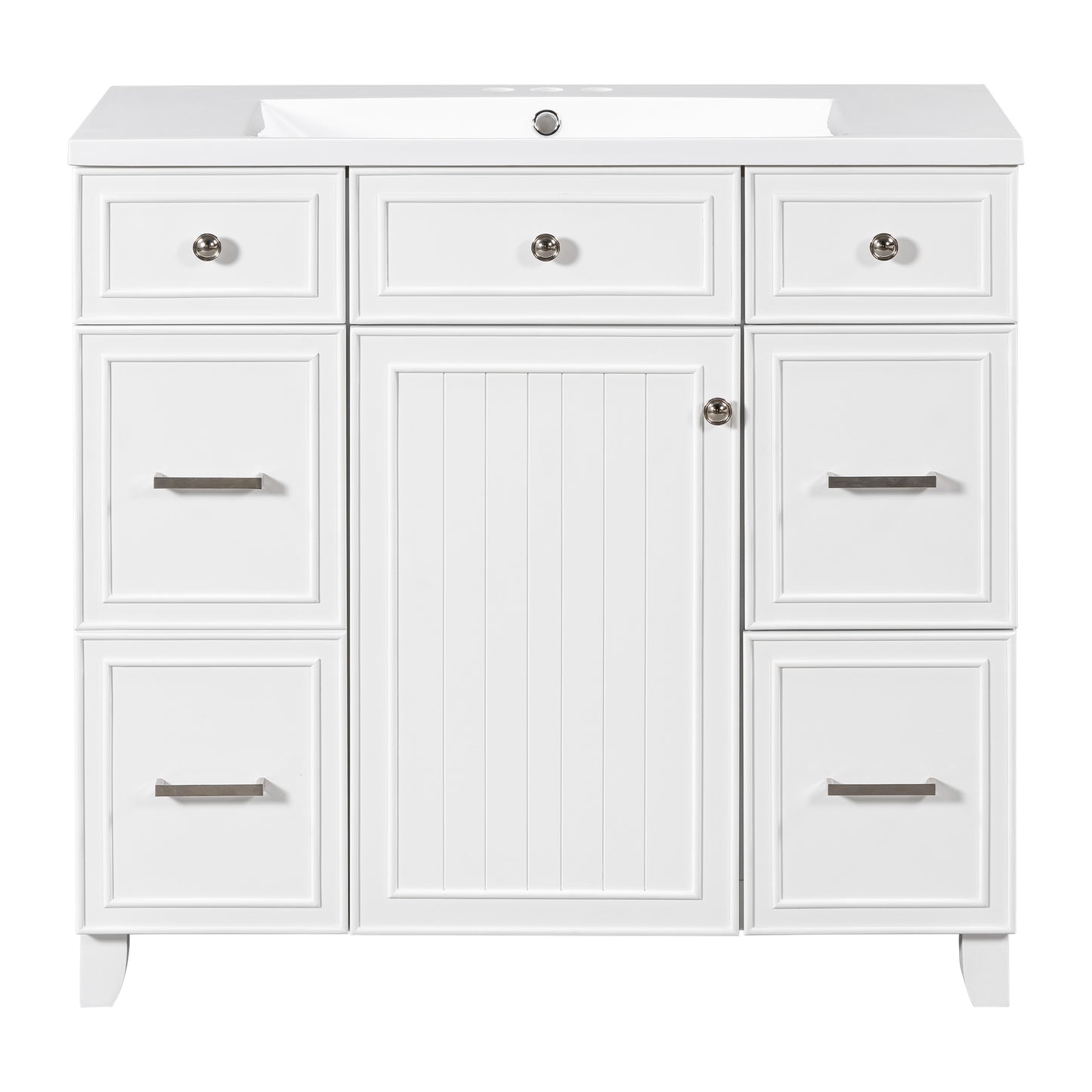 36" Bathroom Vanity Cabinet with Sink Top Combo Set,White,Single Sink,Shaker Cabinet with Soft Closing Door and Drawer