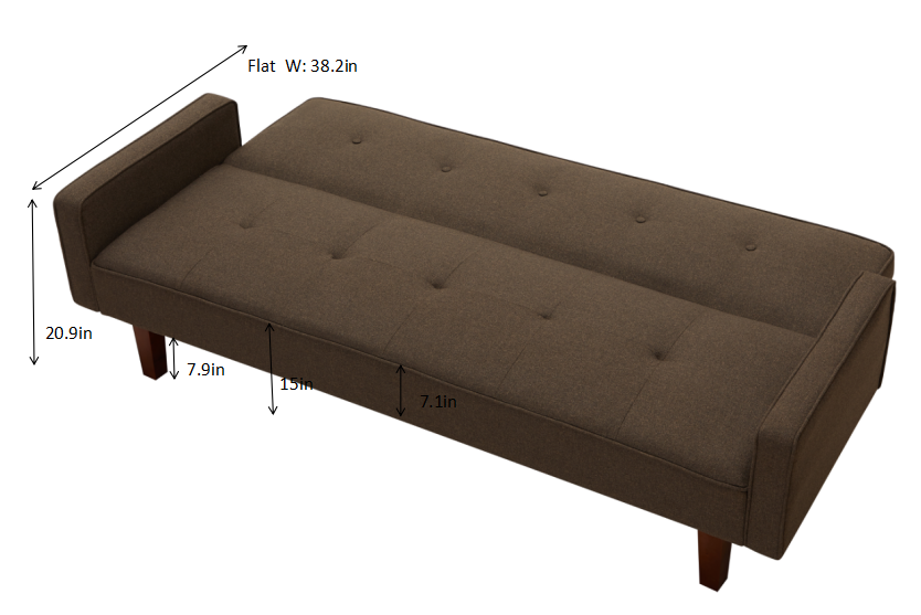 Brown Linen Sofa Bed for Small Spaces