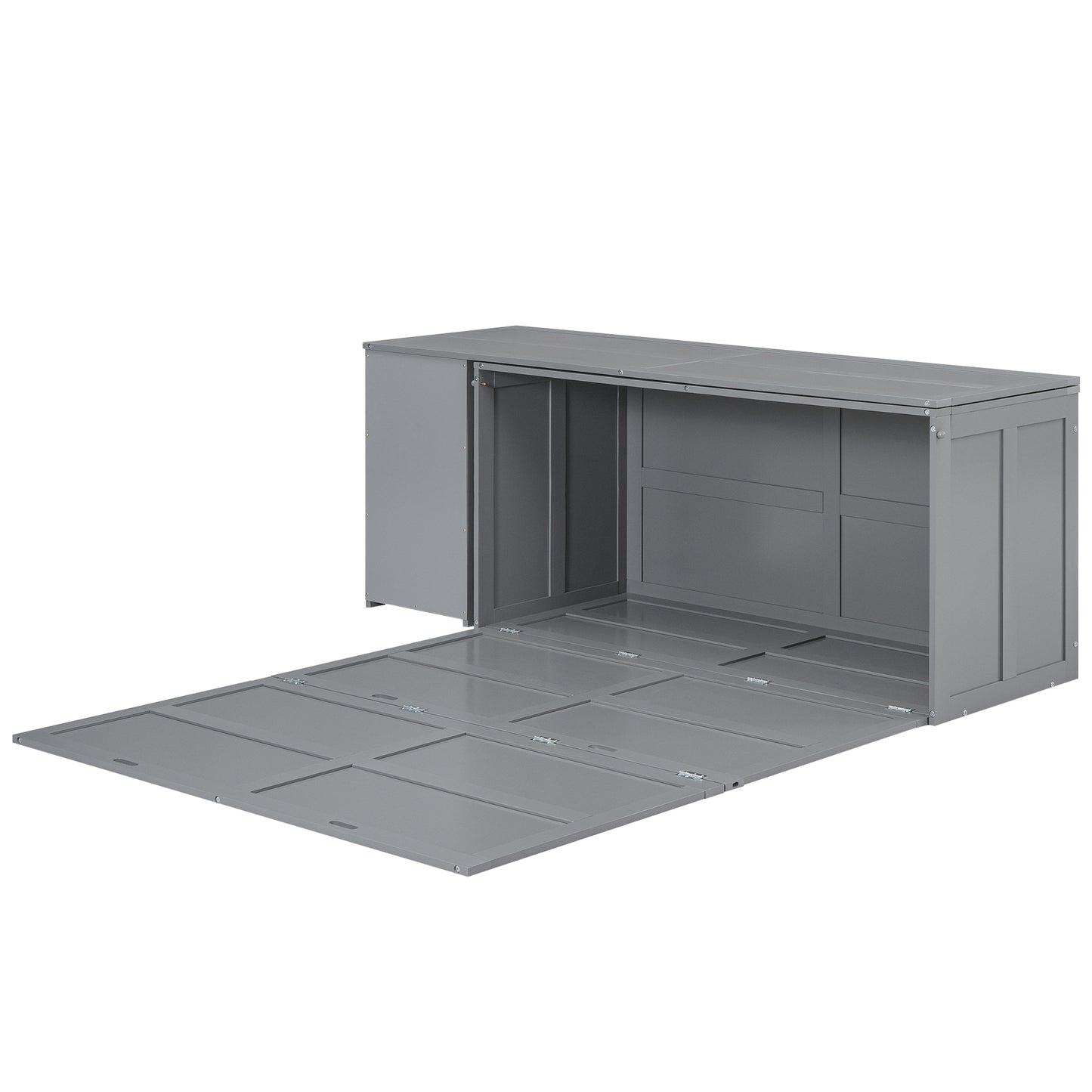 Queen Size Murphy Bed with Rotable Desk, Gray