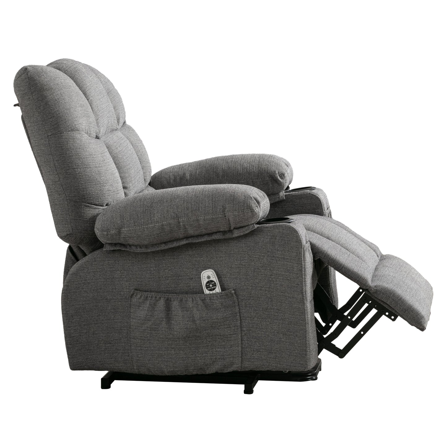 Comfortable Smoke Grey Power Lift Recliner Chair for the Elderly with Heat and Massage