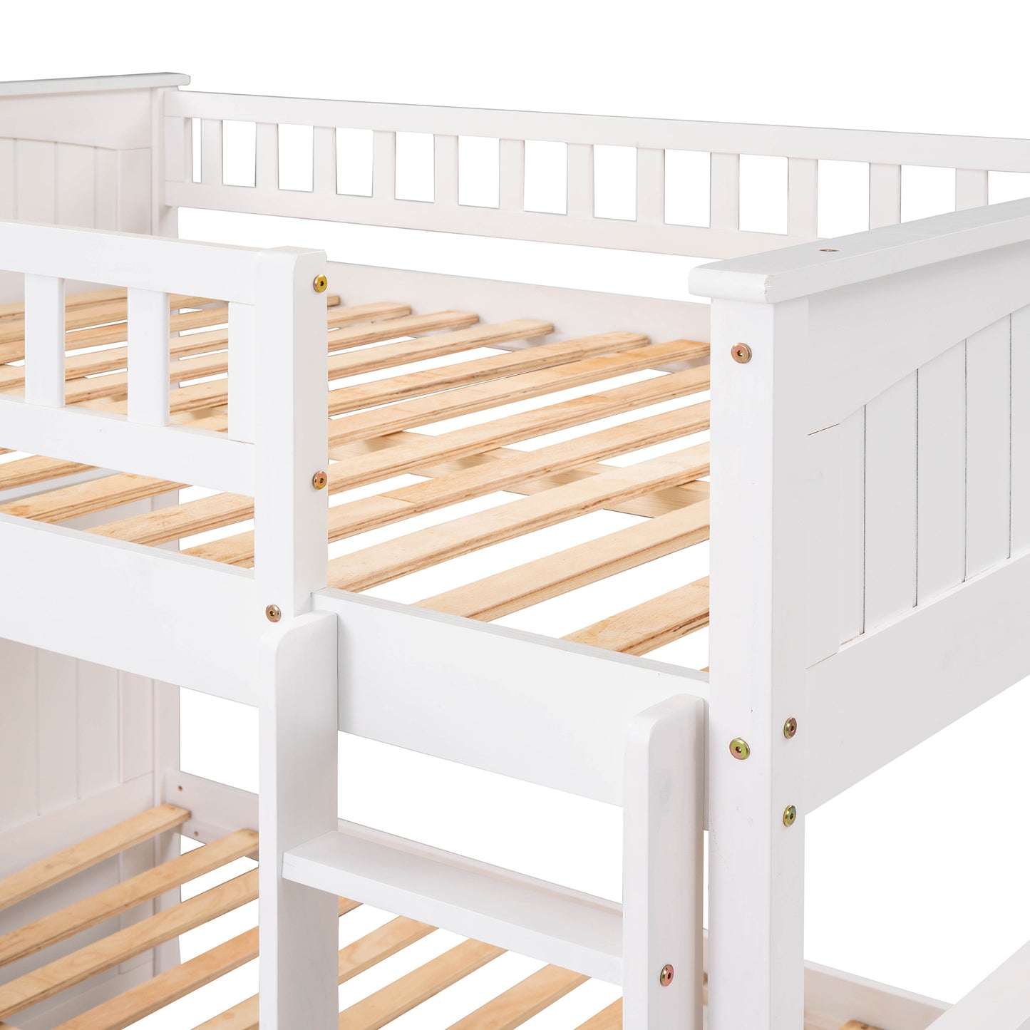 White Full Bunk Bed with Twin Trundle for Maximum Space Saving