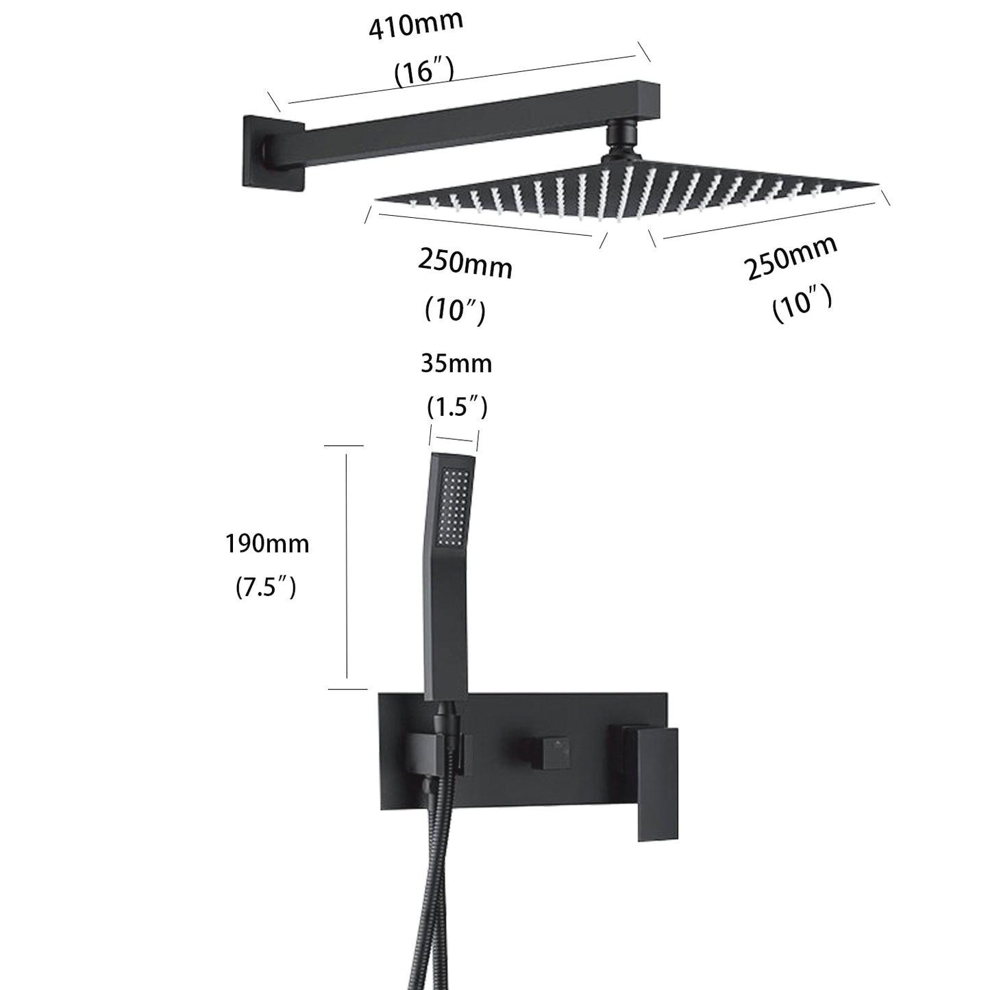 Wall Mounted Bathroom Rain Hot and Cold Complete