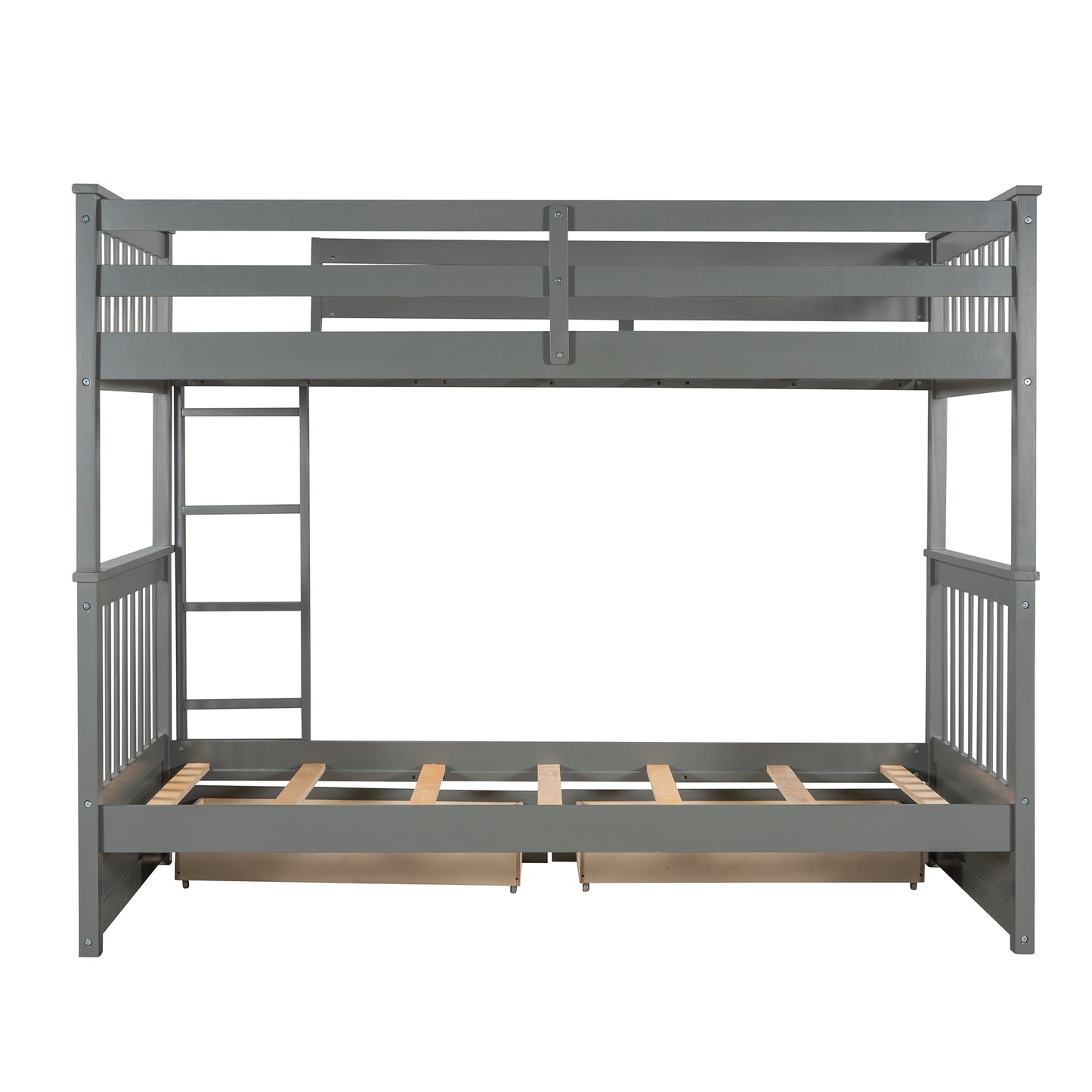 Gray Twin Bunk Bed with Two Drawers - Maximized Space and Versatile Galore