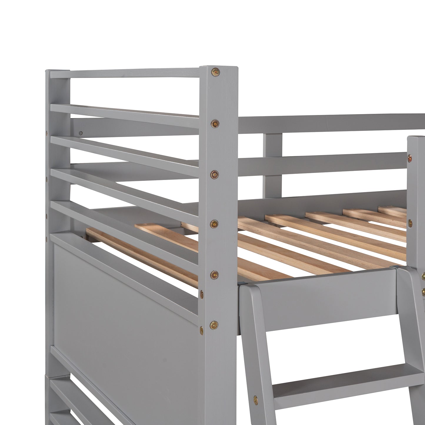 Gray Twin Bunk Bed with Storage Drawers for Stylish Sleepovers