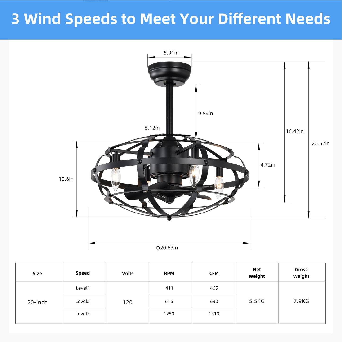 Bladeless Industrial Ceiling Fan with Reversible Motor and Remote Control