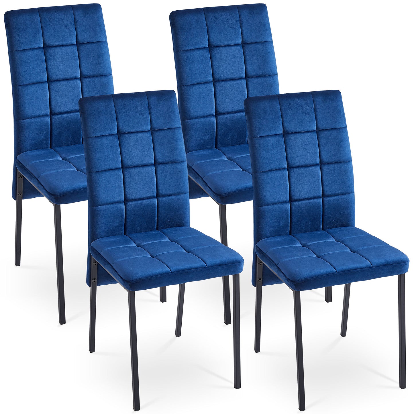 5-Piece Dining Set Including Blue Velvet High Back Nordic Dining Chair & Creative Design MDF Dining Table