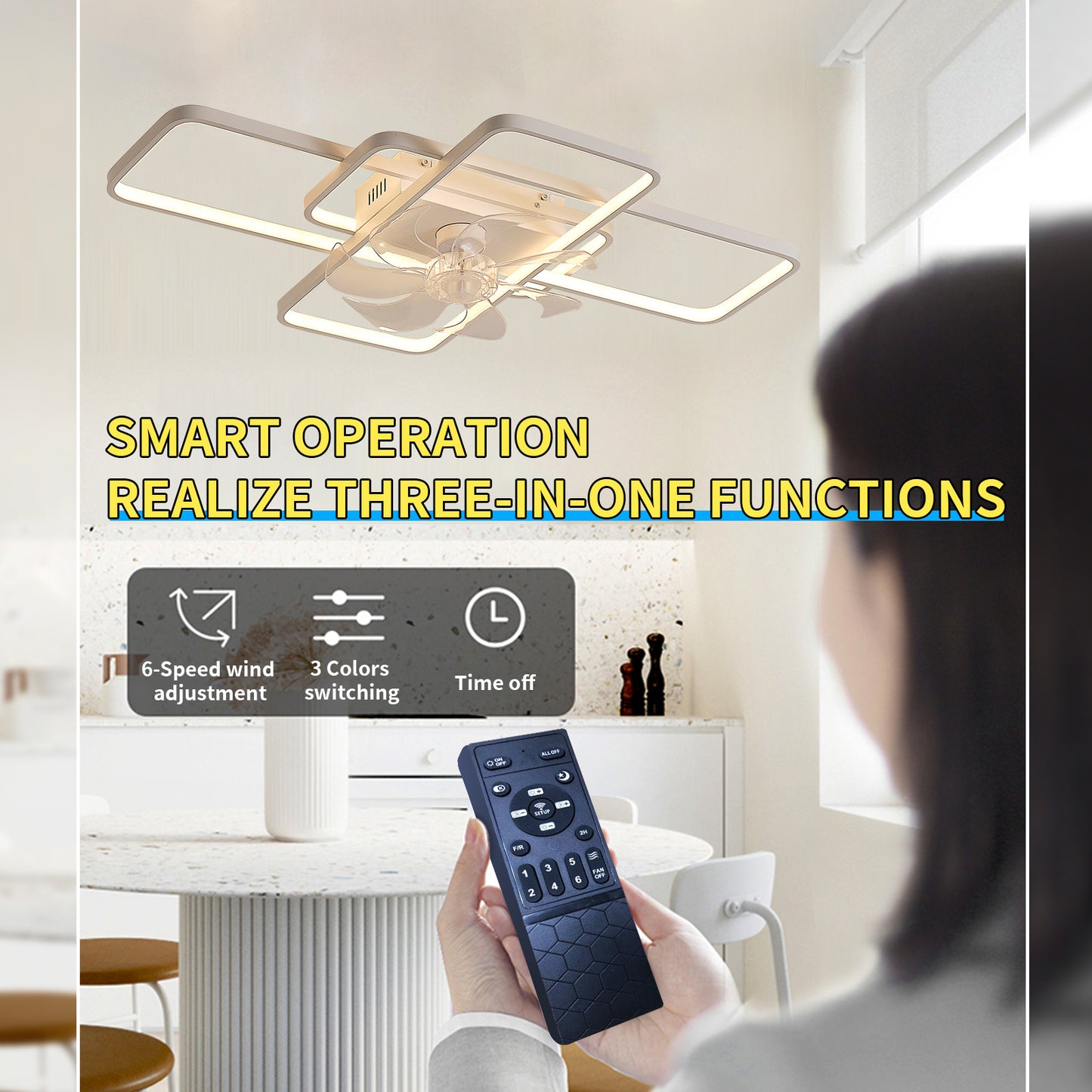 Smart 41-Inch Ceiling Fan with LED Lights and Remote Control