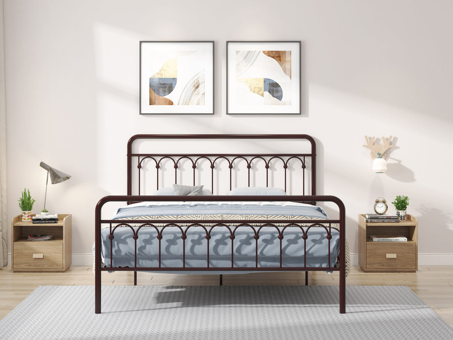 Tara Metal Bed Queen, Antique Brown