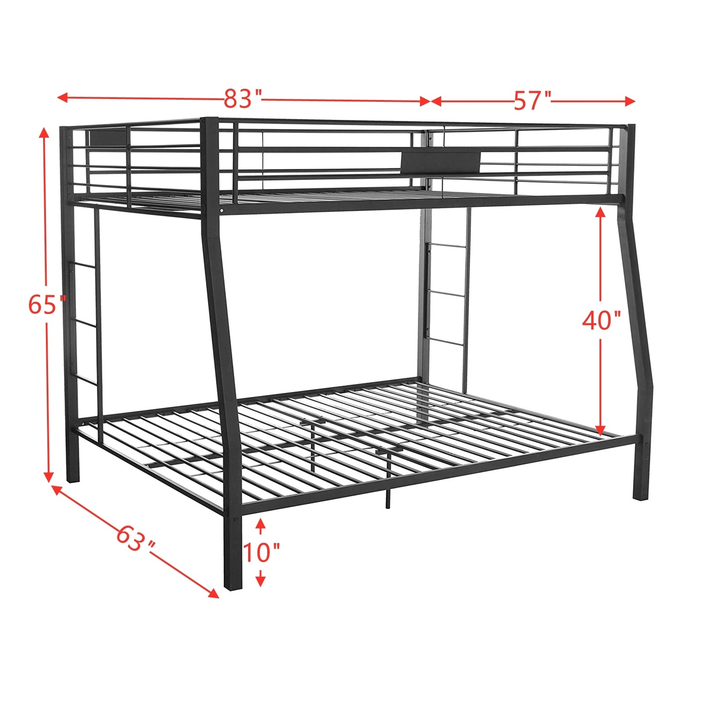 Contemporary Sandy Black Full XL/Queen Metal Bunk Bed