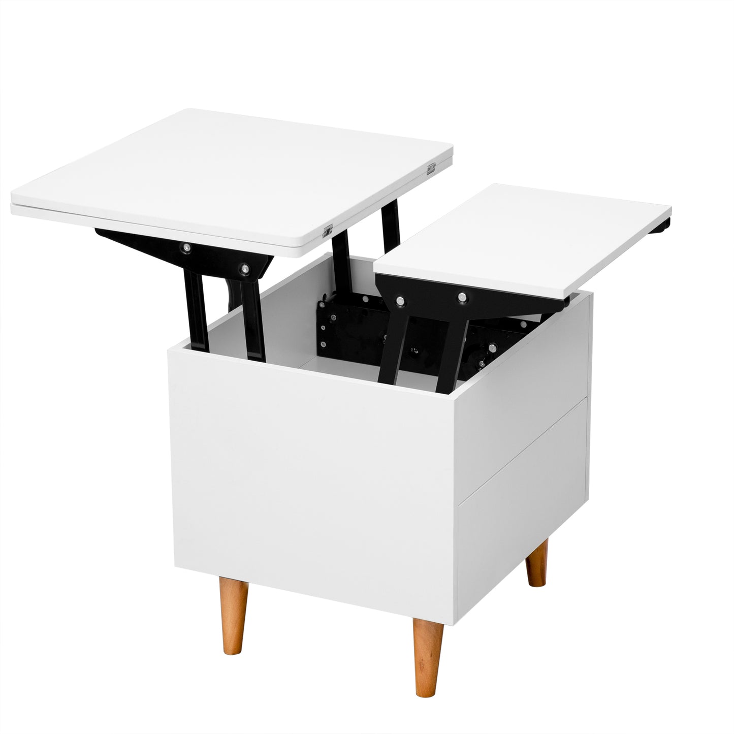 White Extendable Coffee Table with Storage & Lift Top