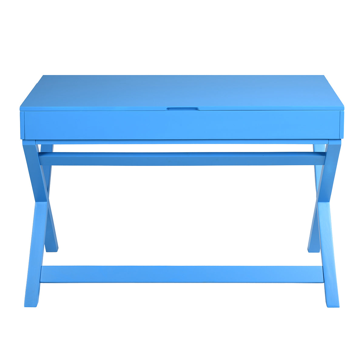 Height-Adjustable Blue Desk with 2 Drawers and Lift-Up Top