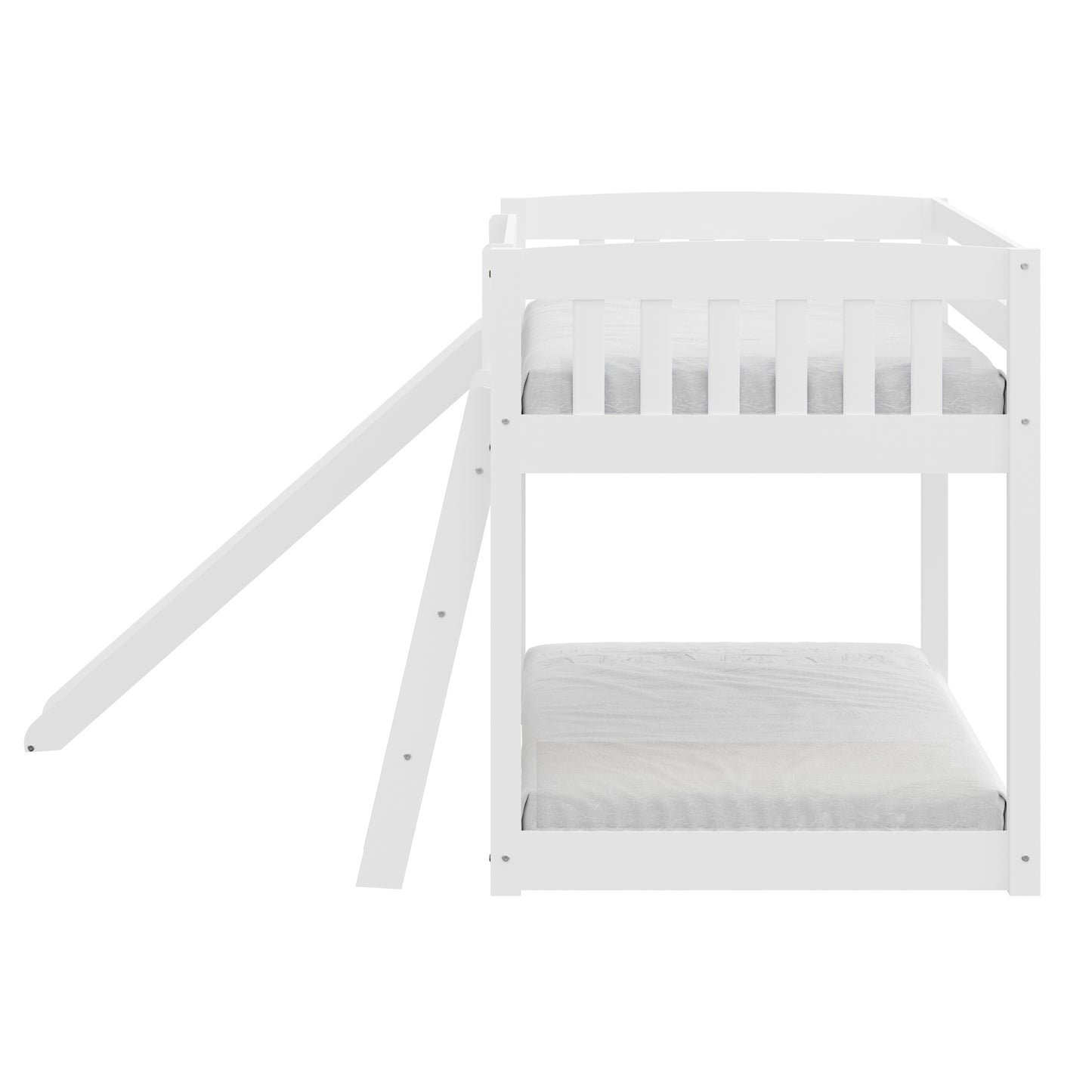 Kids White Twin Bunk Bed with Slide, Stairs, and Safety Features