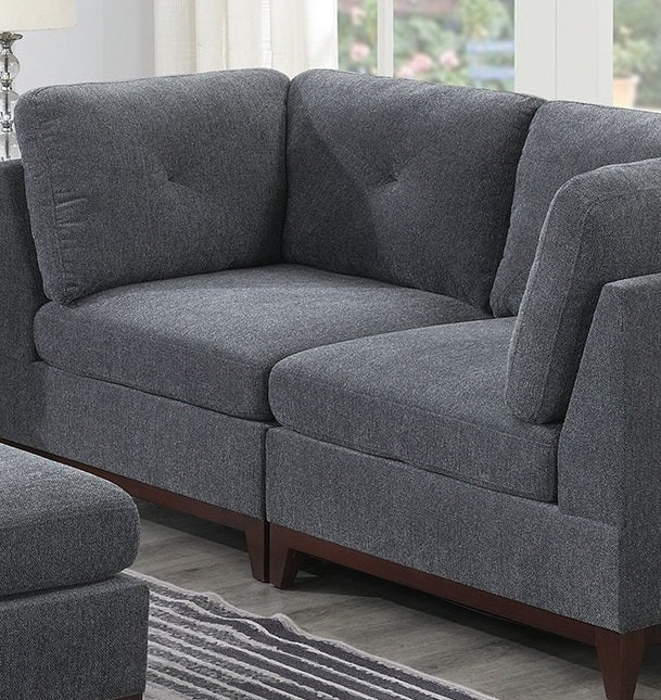 Versatile Ash Grey Chenille Fabric Modular Sofa Set - 6 Piece Contemporary Living Room Furniture